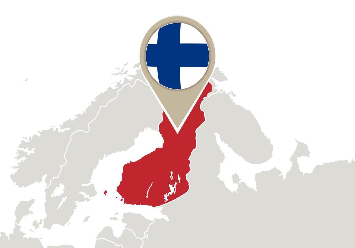 Finlandia en el mapa de Europa vector