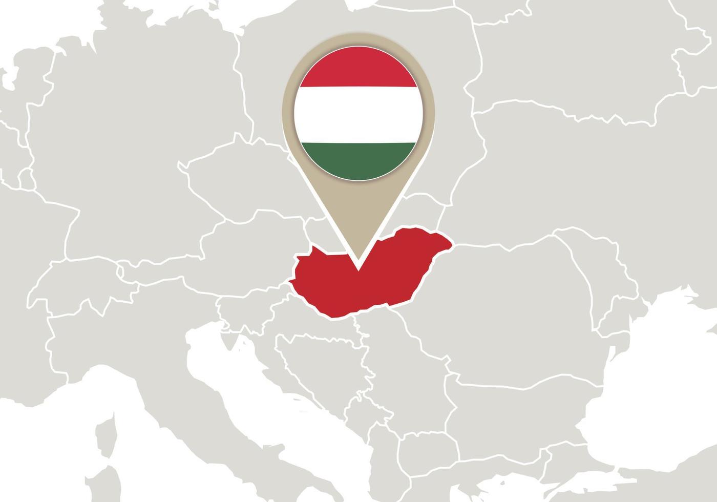 Hungary on Europe map vector