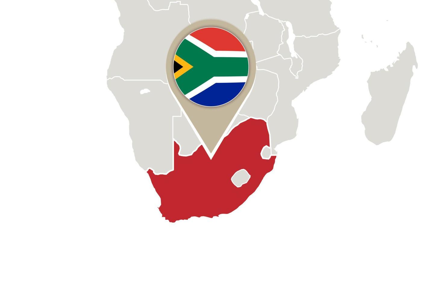 sudáfrica en el mapa del mundo vector