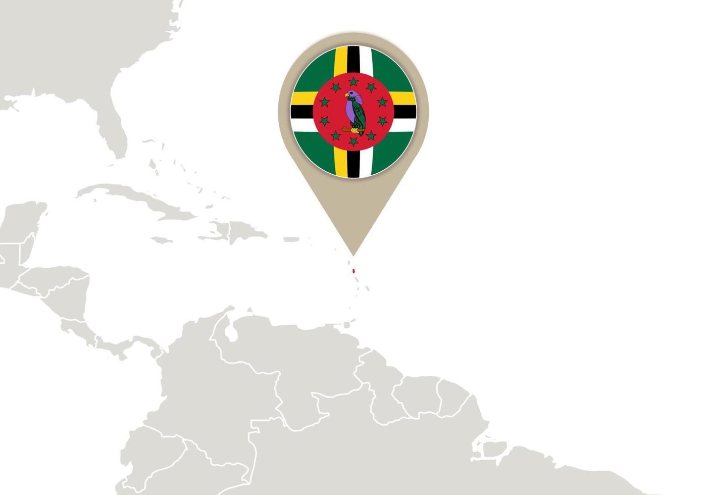 Dominica on World map vector