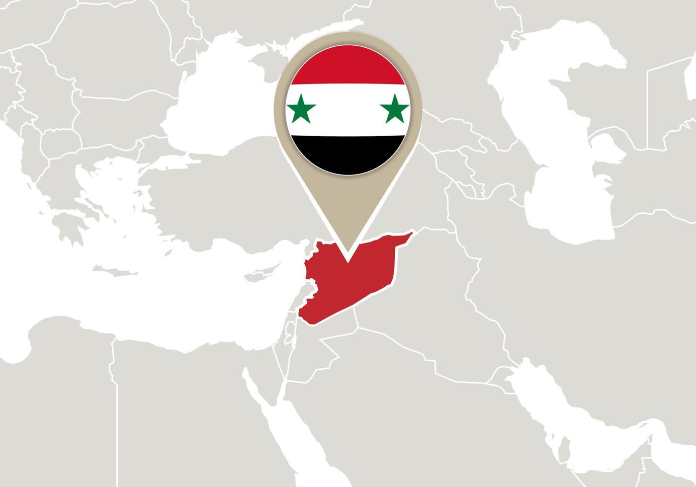 siria en el mapa del mundo vector