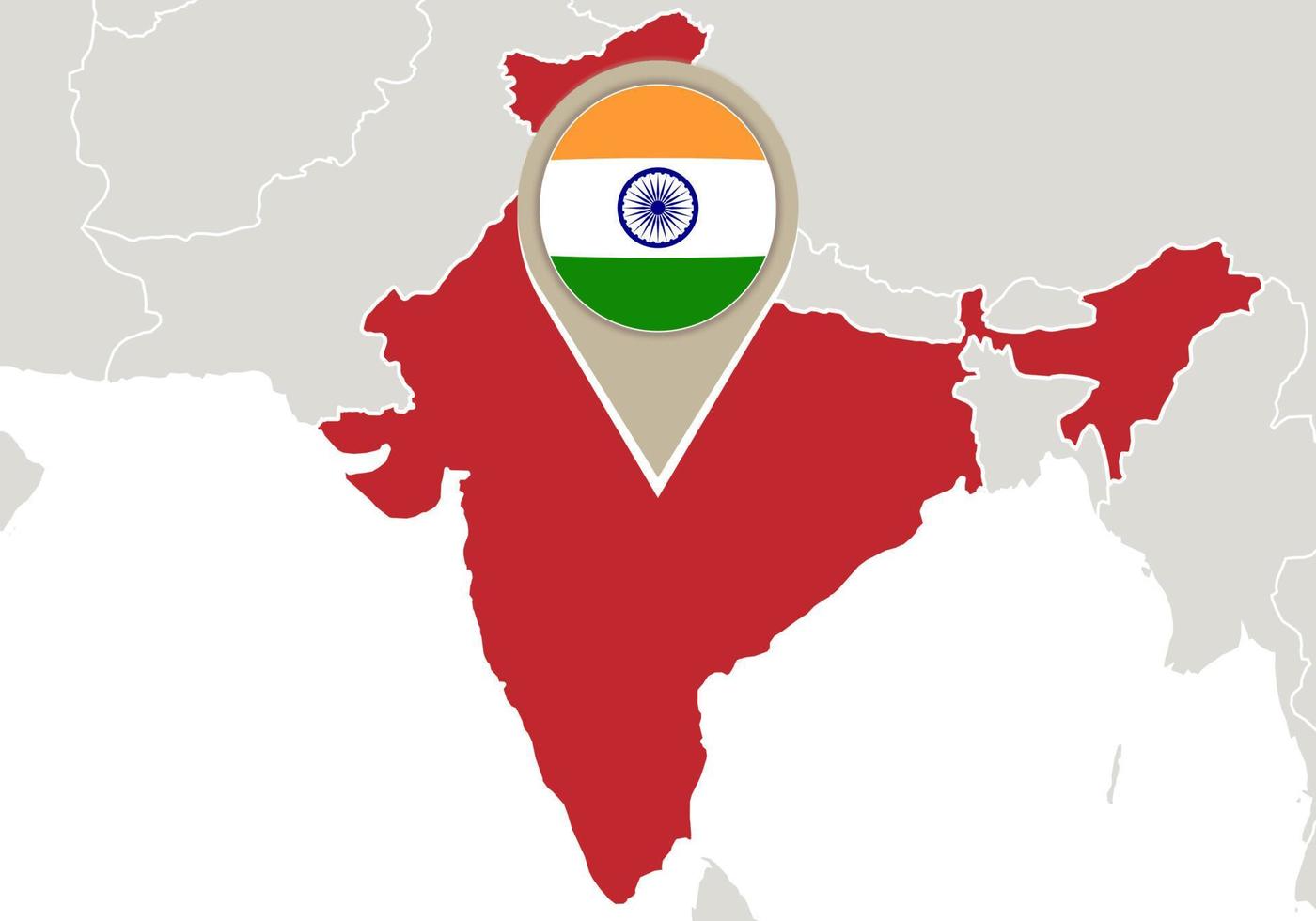 india en el mapa del mundo vector