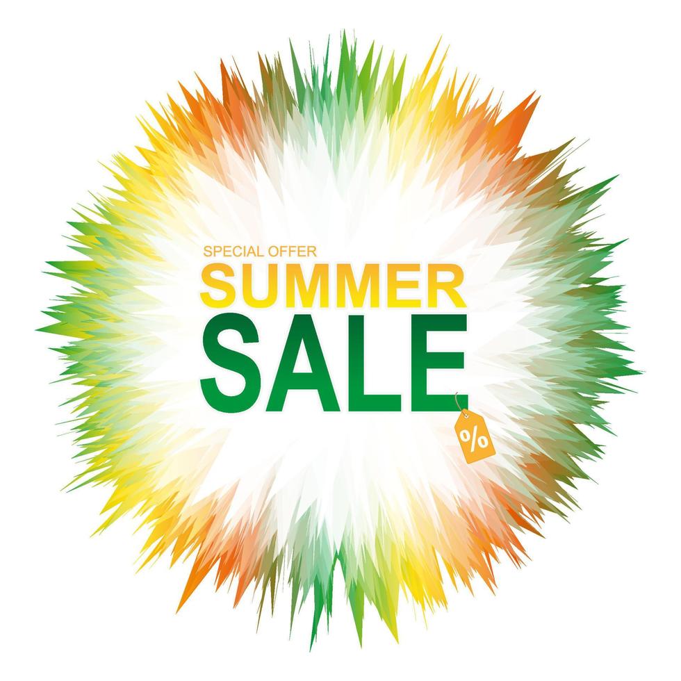 banner de venta de verano con salpicaduras de colores geométricos abstractos. vector