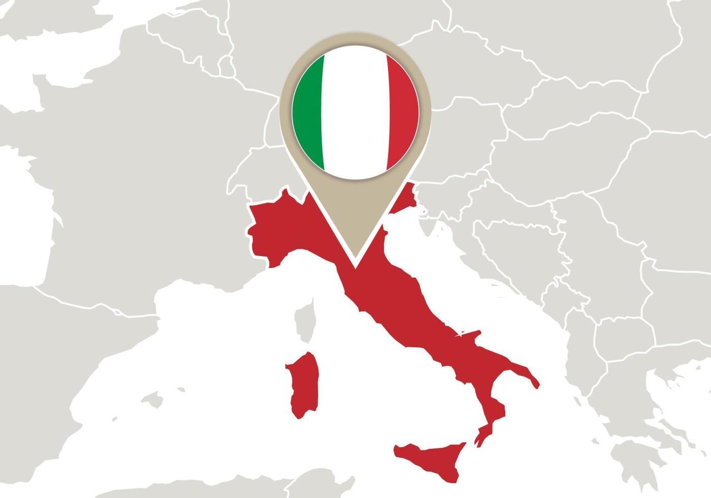 italia en el mapa de europa vector