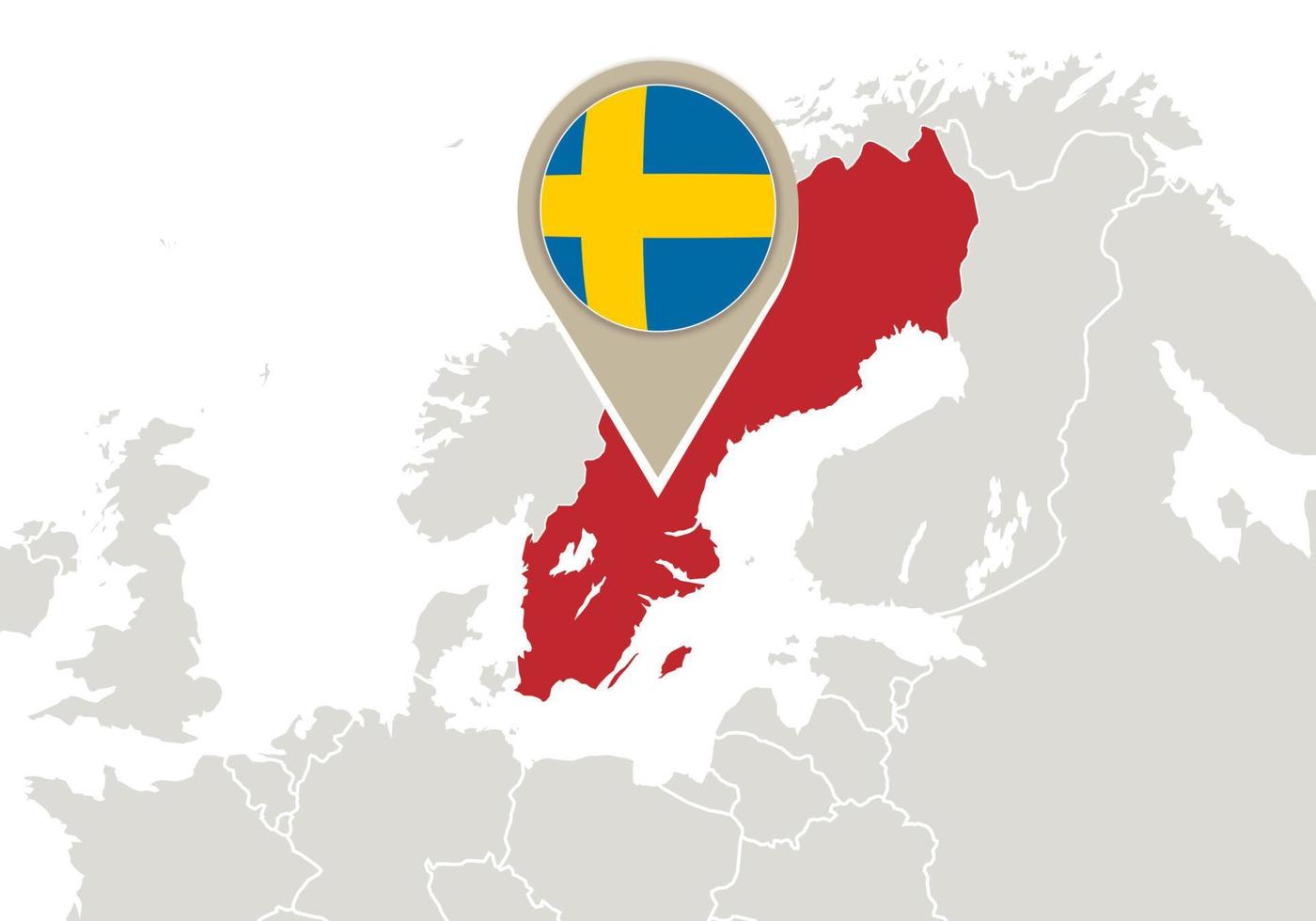 suecia en el mapa de europa vector