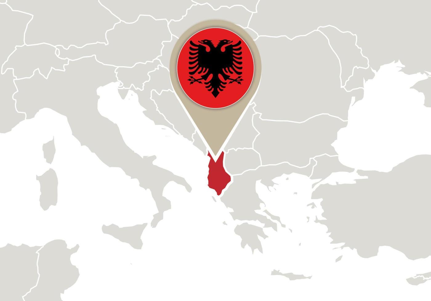 albania en el mapa de europa vector