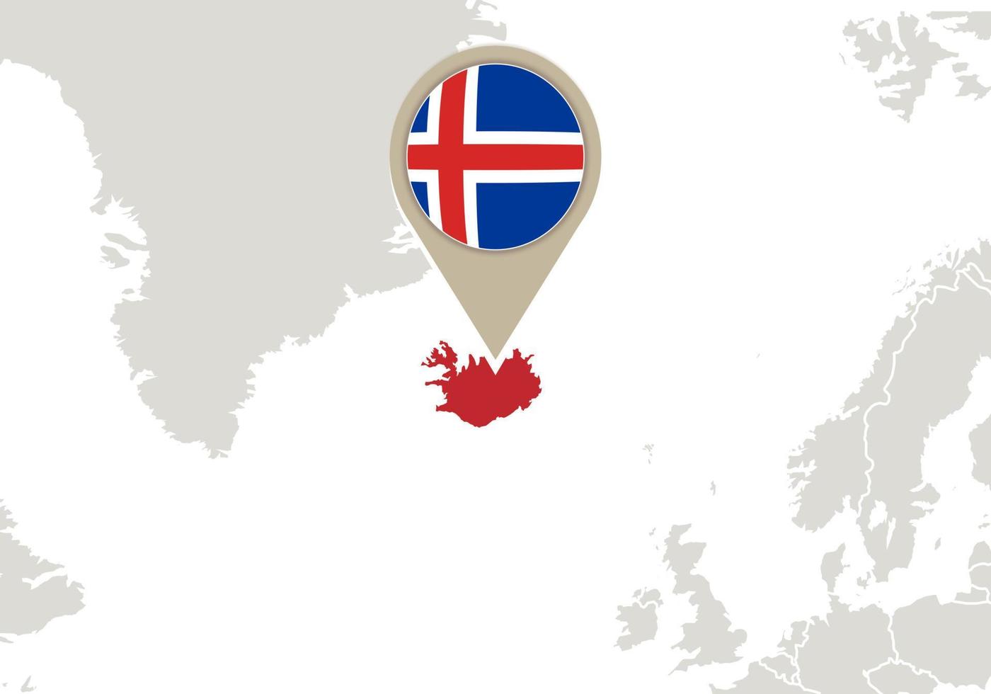 Iceland on Europe map vector