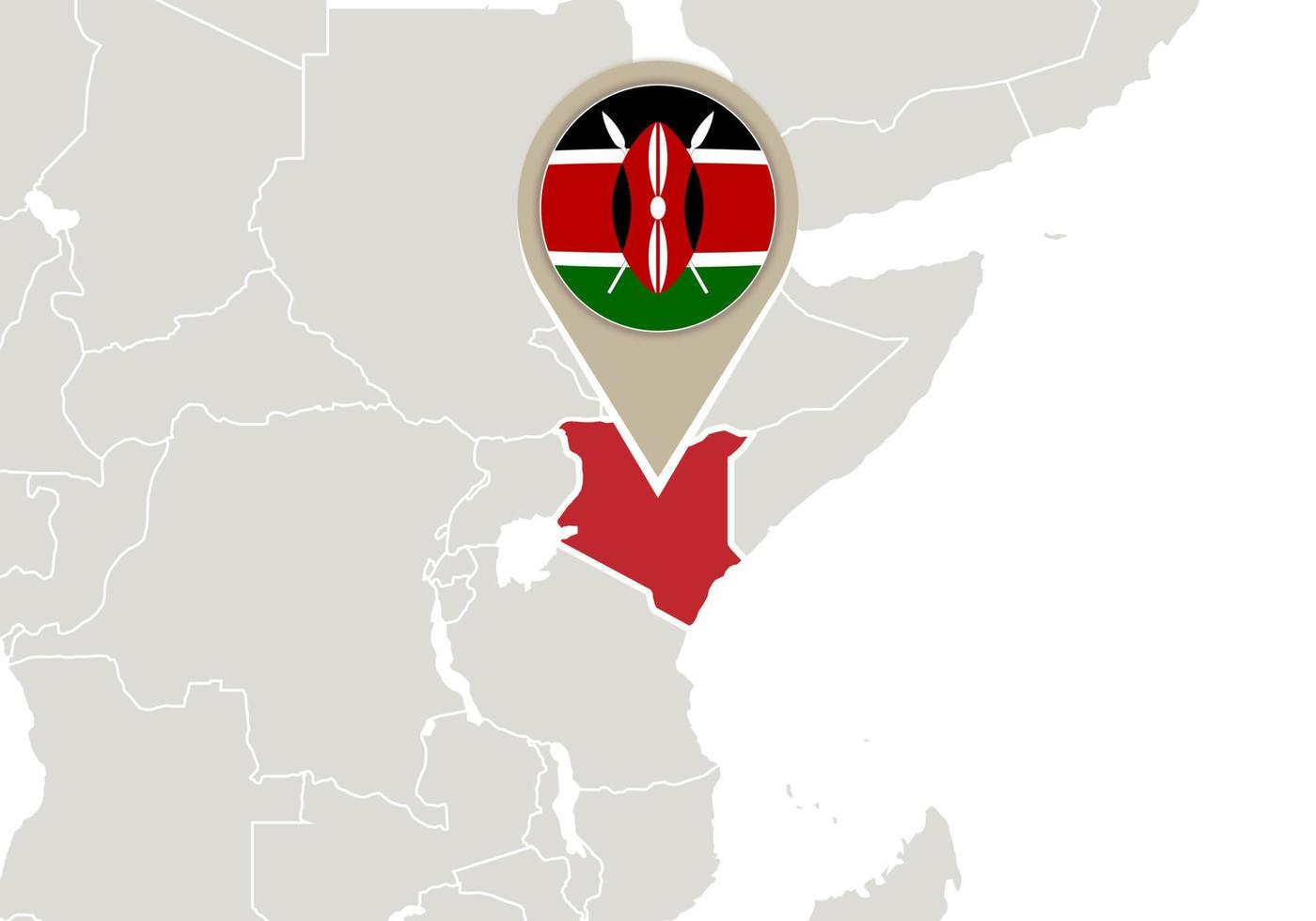 Kenya on World map vector