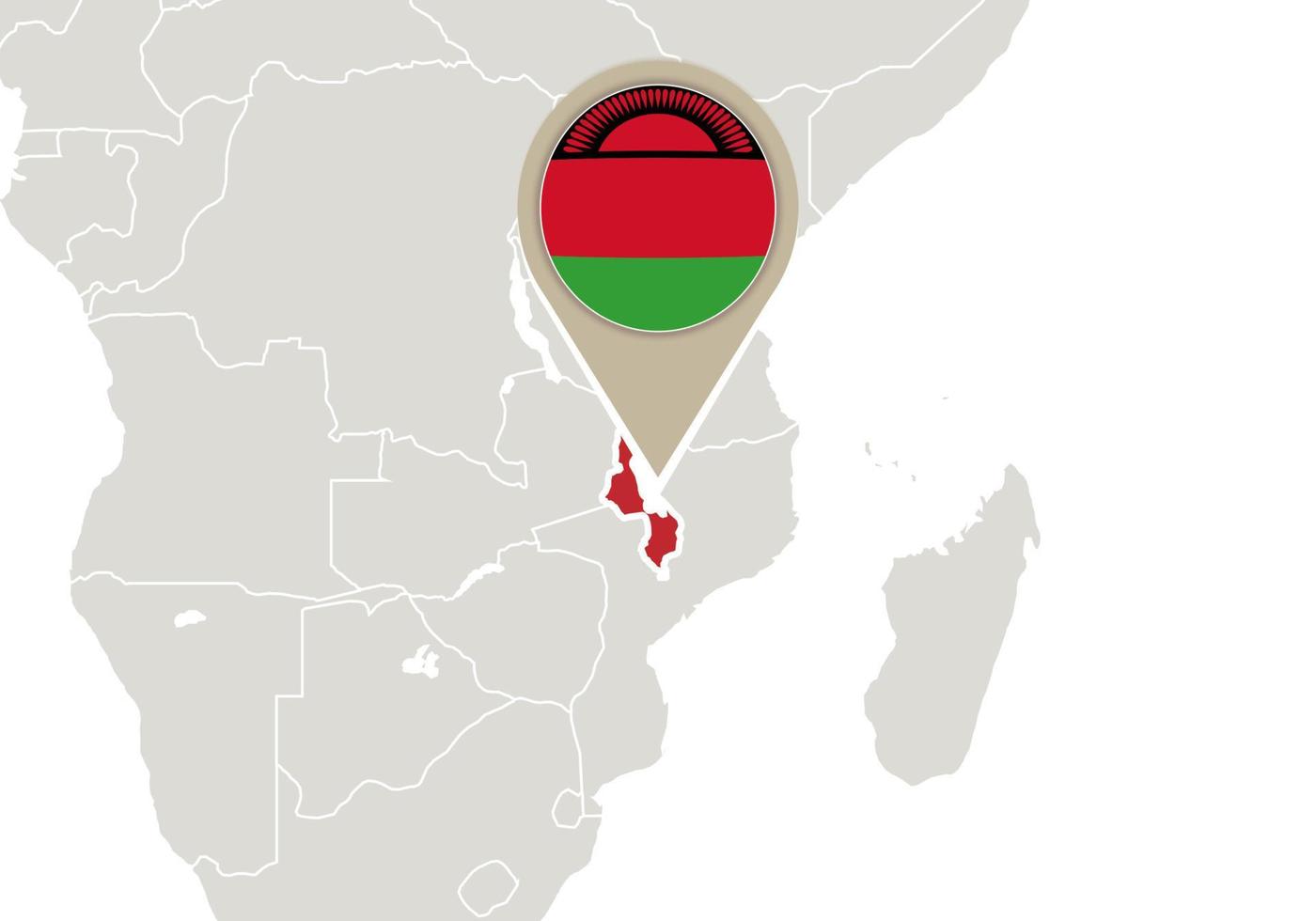 Malawi on World map vector