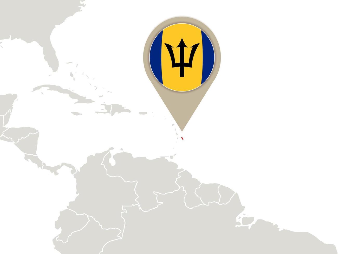 barbados en el mapa del mundo vector