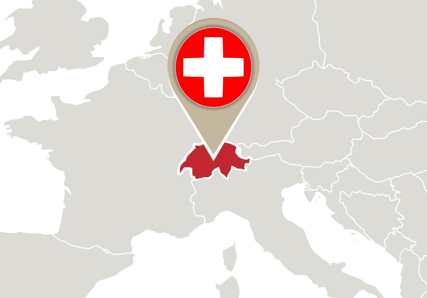 Switzerland on Europe map vector