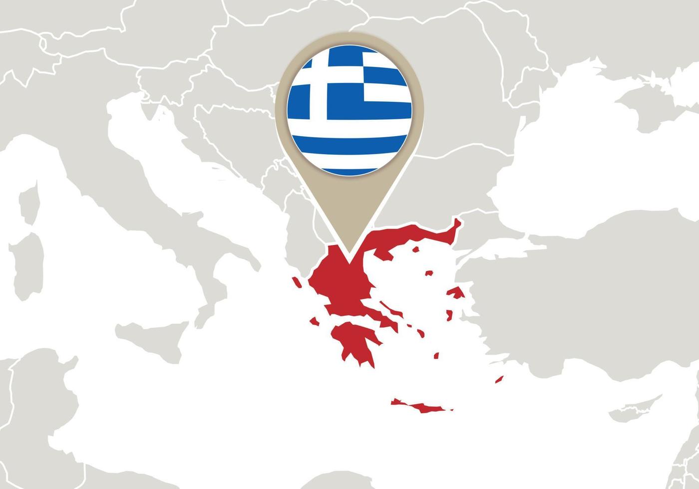 Grecia en el mapa de Europa vector