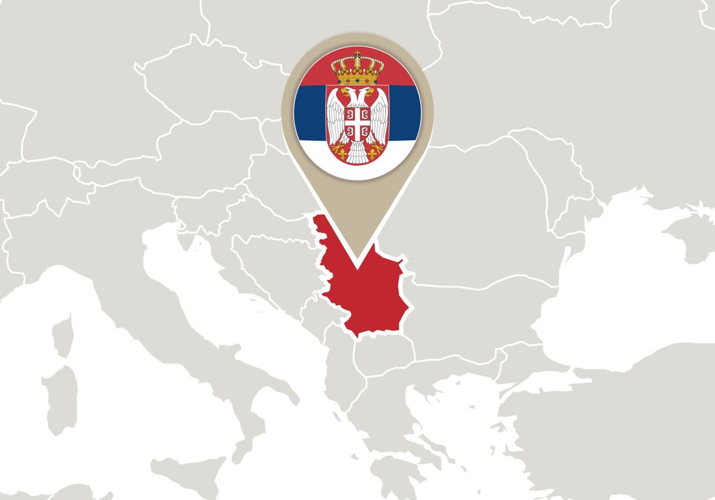 Serbia on Europe map vector