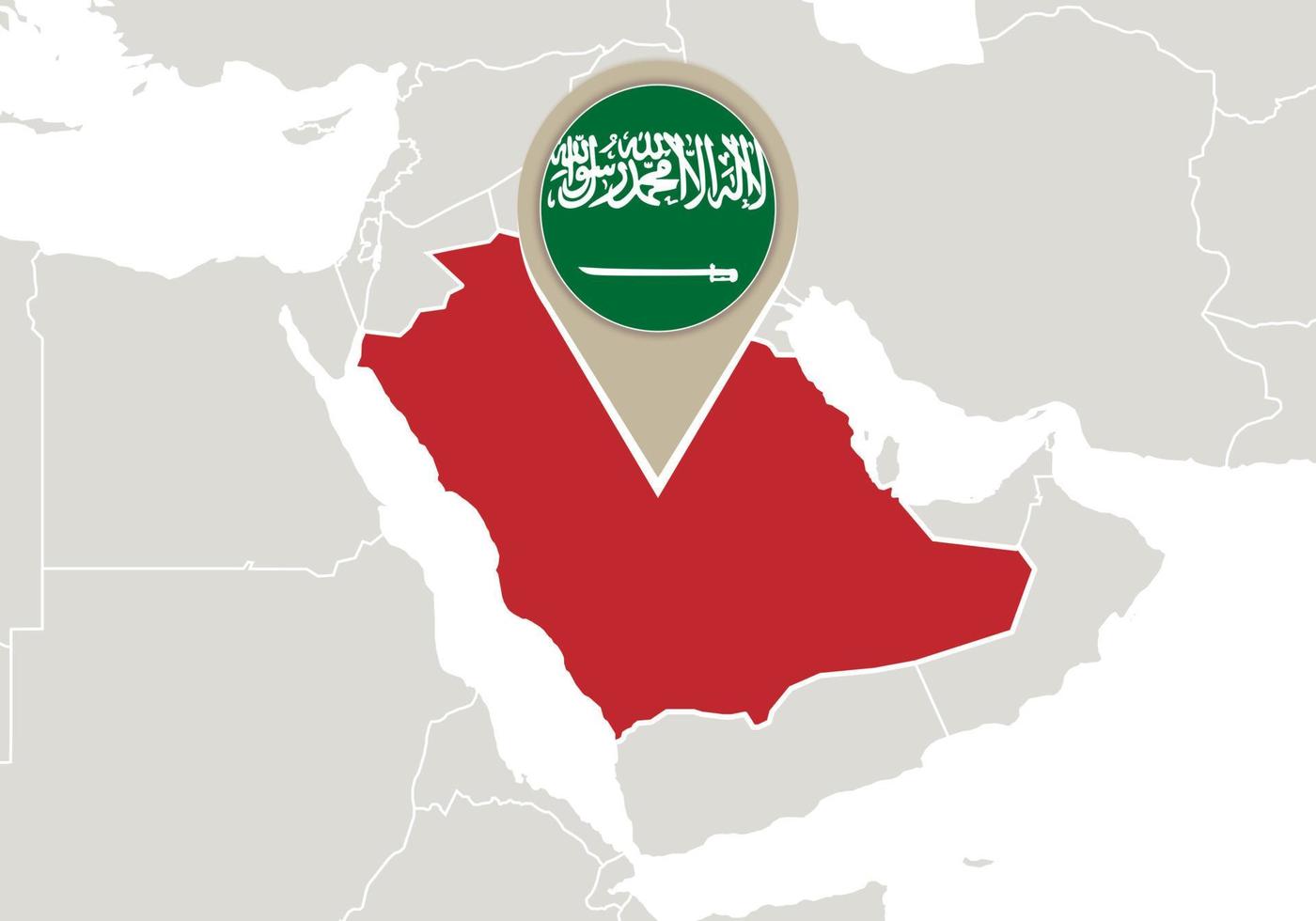 arabia saudita en el mapa mundial vector