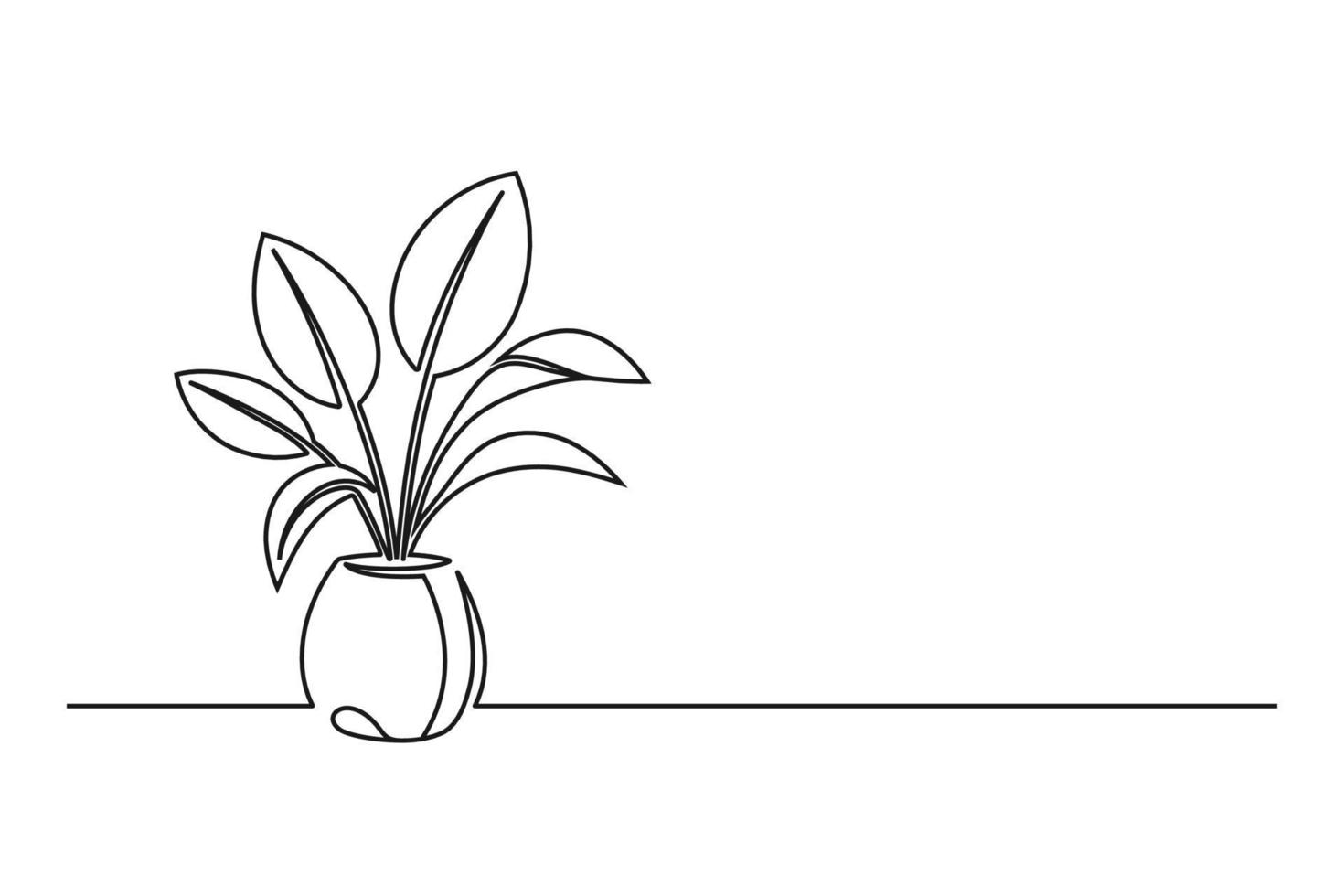 Continuous line drawing of a flower in a pot vector