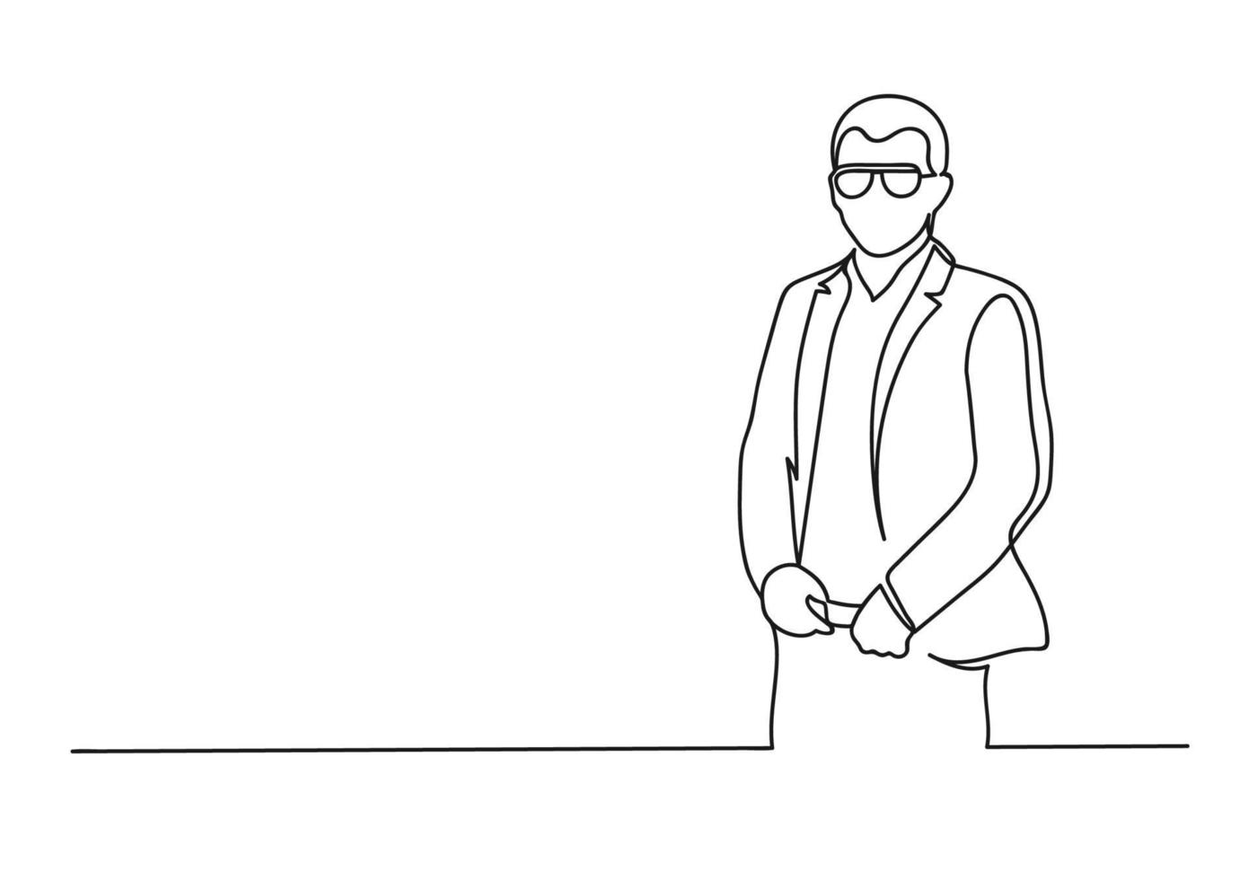 Continuous one line drawing of a young businessman vector