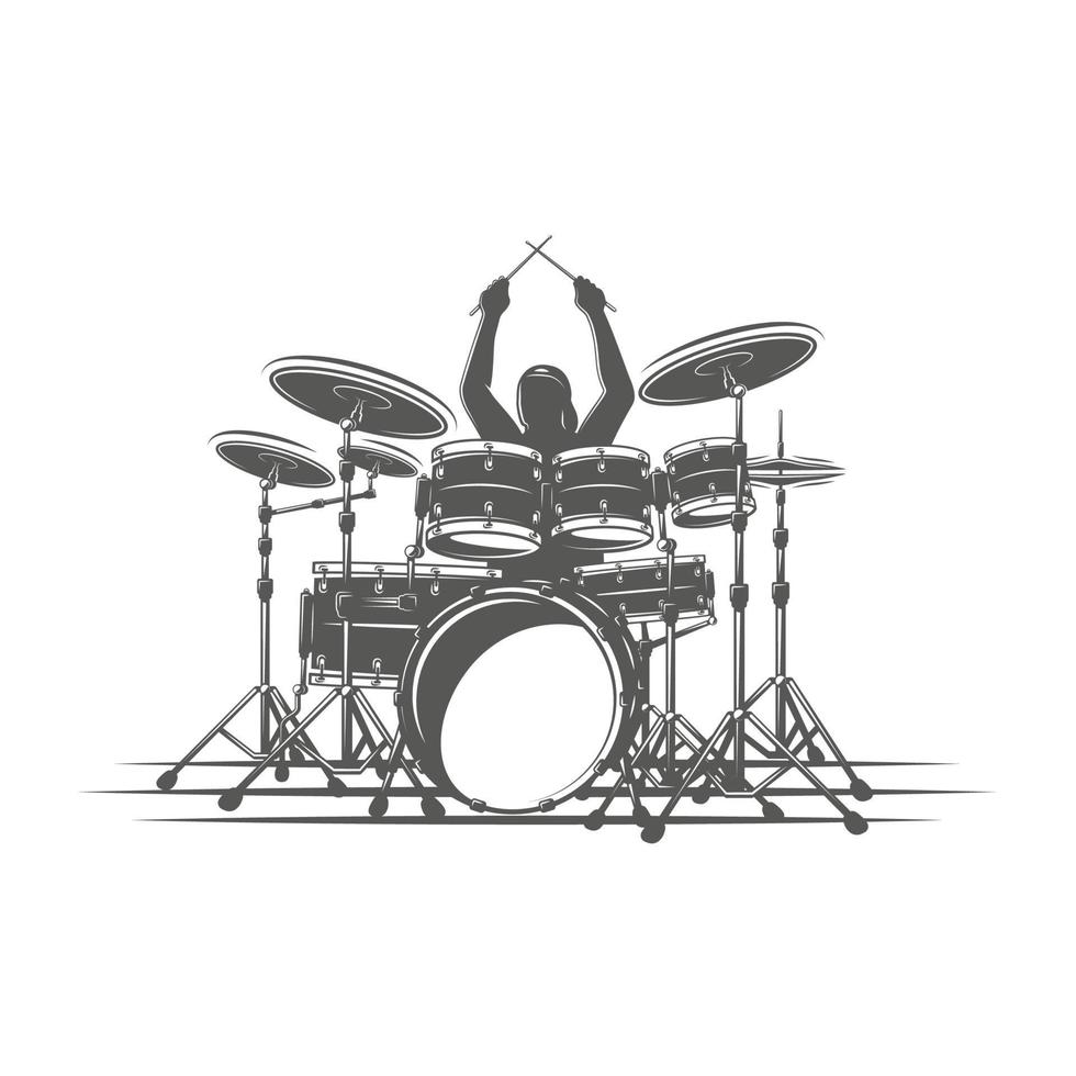 el baterista toca instrumentos de percusión vector