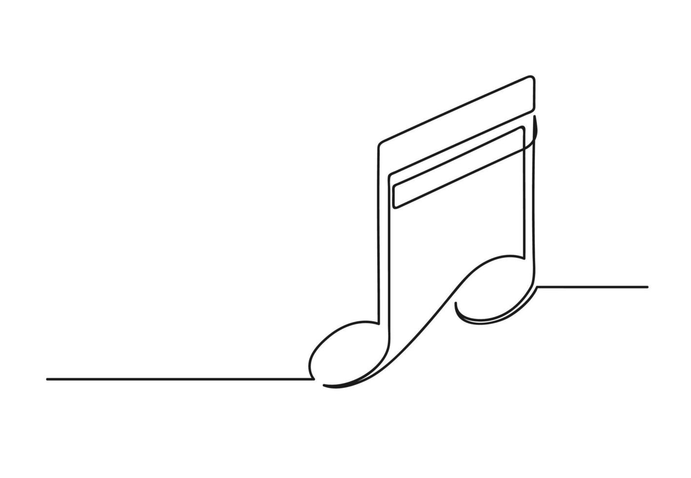 Continuous one line drawing of a musical note vector