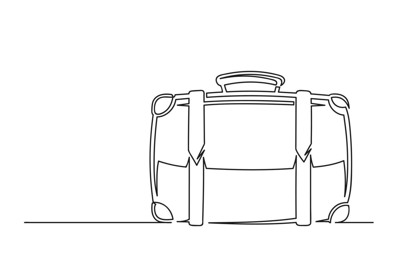 Continuous one line drawing of an old vintage suitcase vector