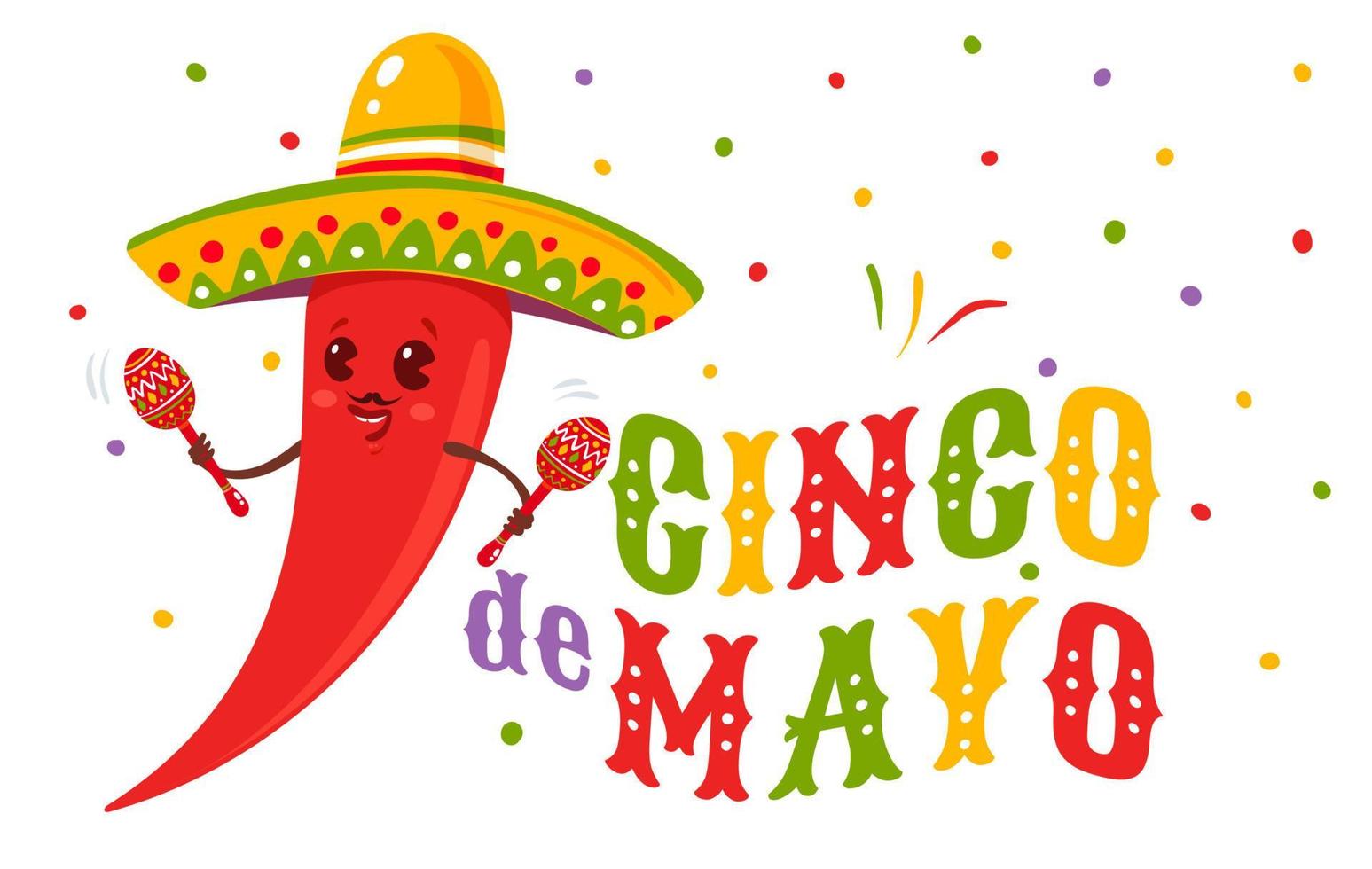 Vector illustration of chili in sombrero for Cinco de mayo festival.