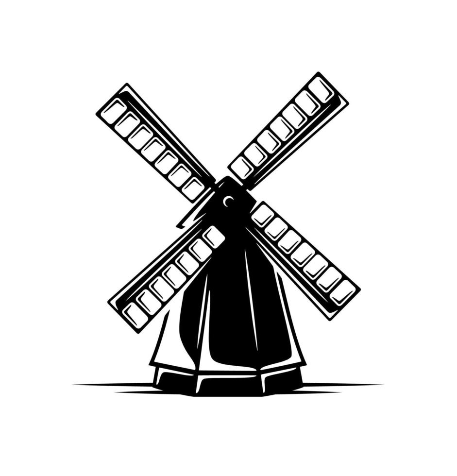 Vintage windmill isolated on white background vector