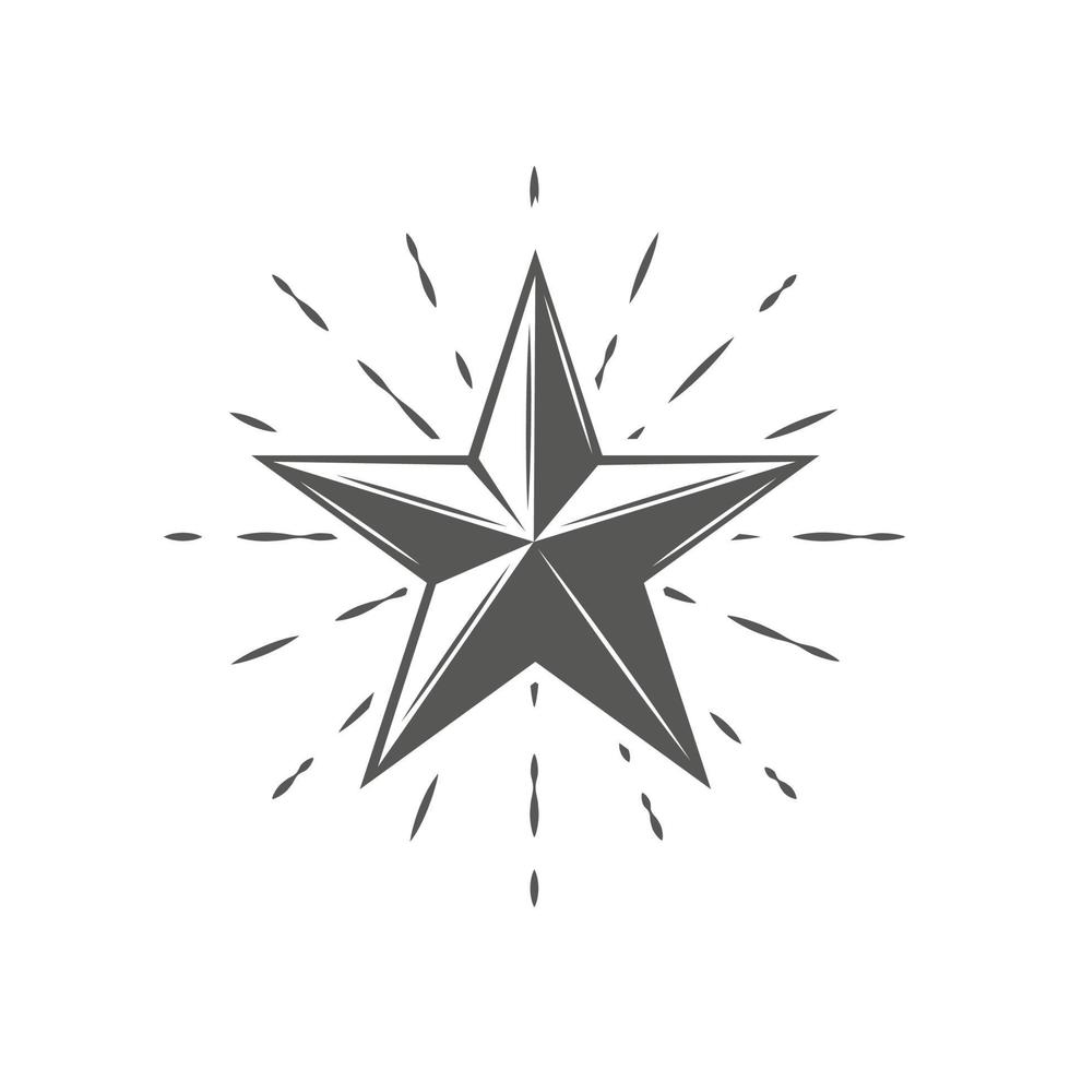 Flat star is depicted on a background of fireworks vector
