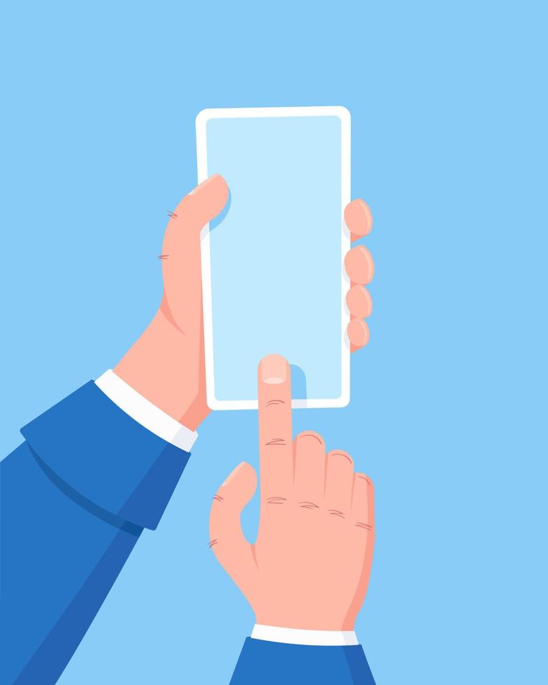 Hand holding cell phone vector