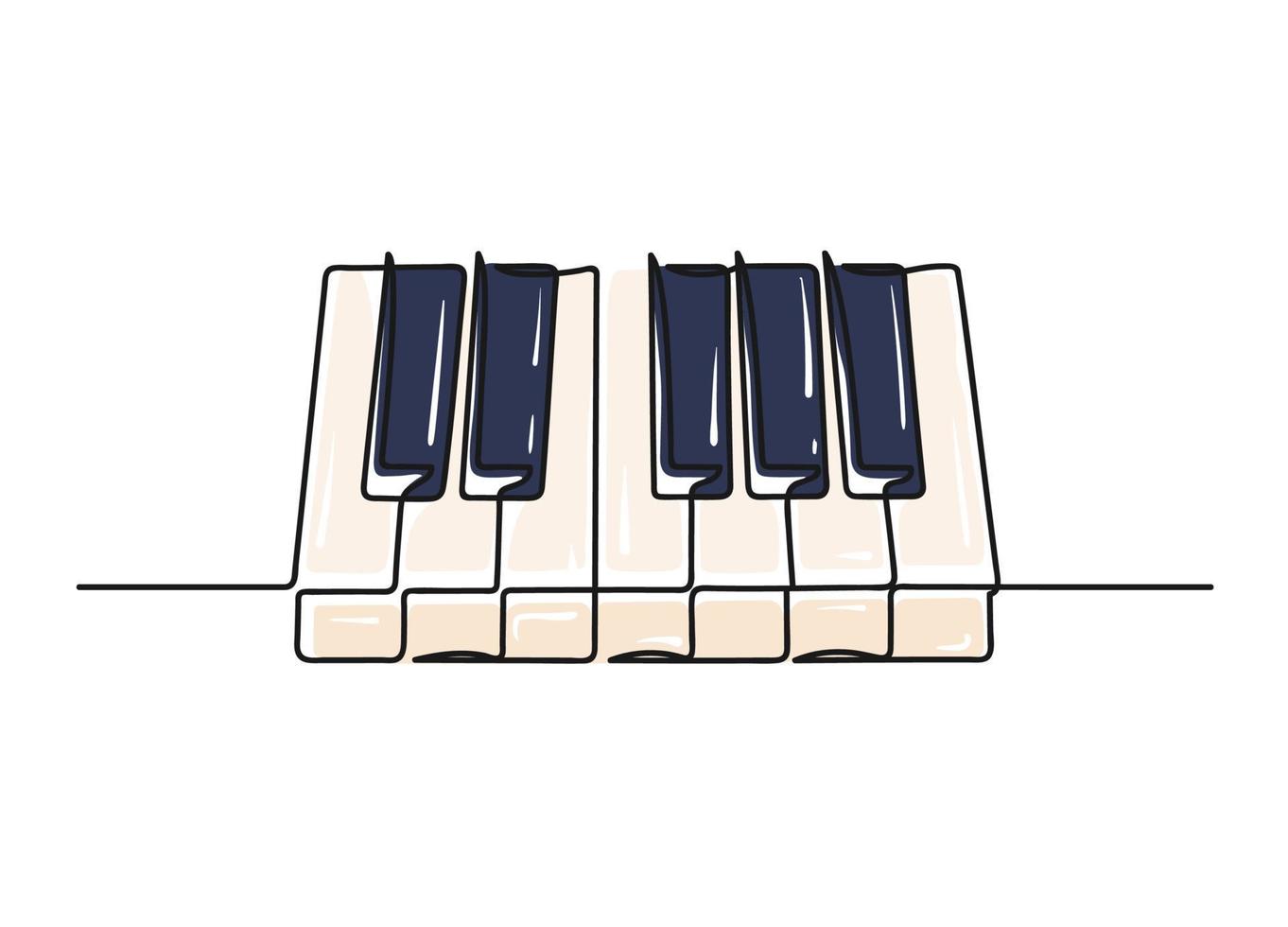 Continuous one line drawing of a piano keyboard vector