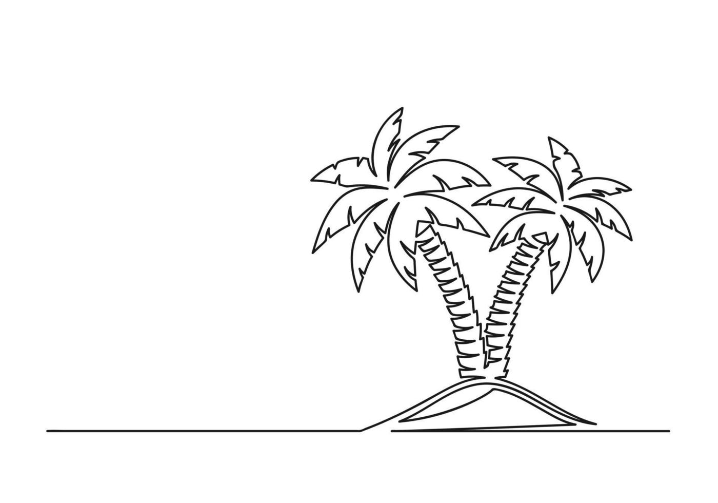 Continuous one line drawing of palm trees vector