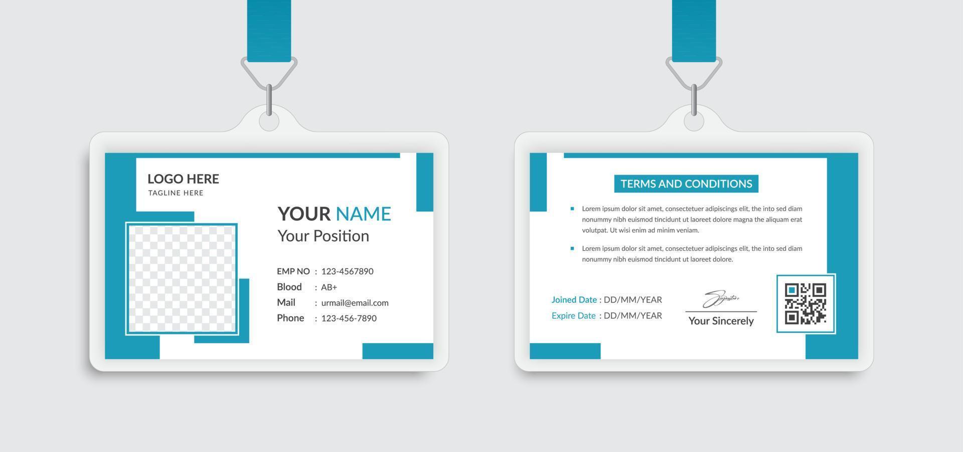 diseño de plantilla de tarjeta de identificación horizontal profesional vector