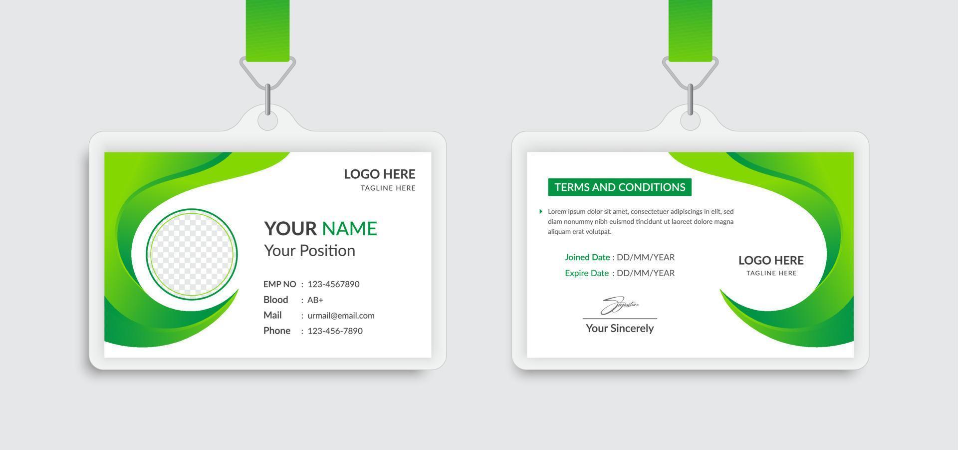 Professional green id card template design vector