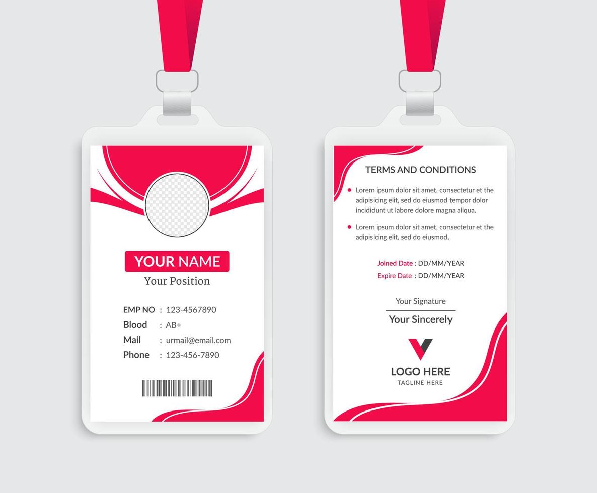 Red vertical id card template design vector