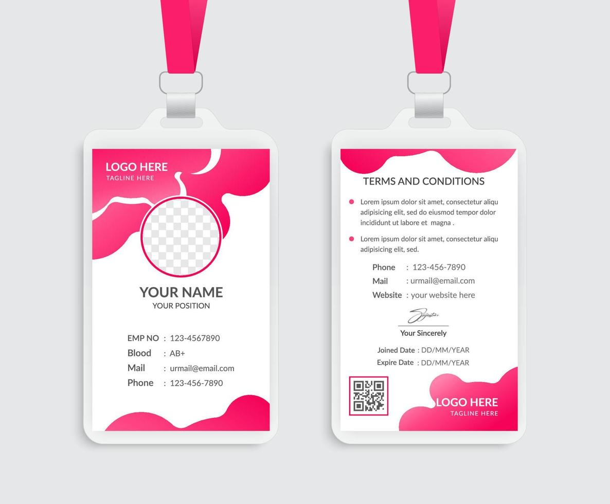 Pink id card template design vector