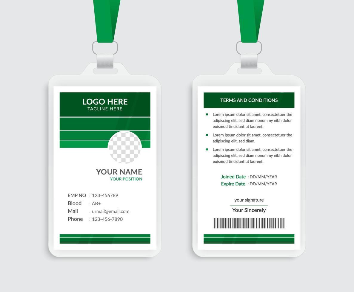 Green id card template design vector