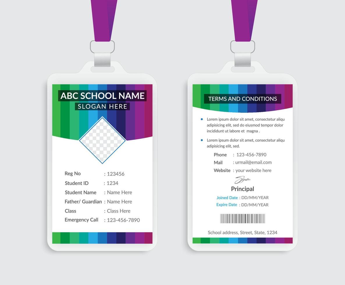 Unique school id card template design vector
