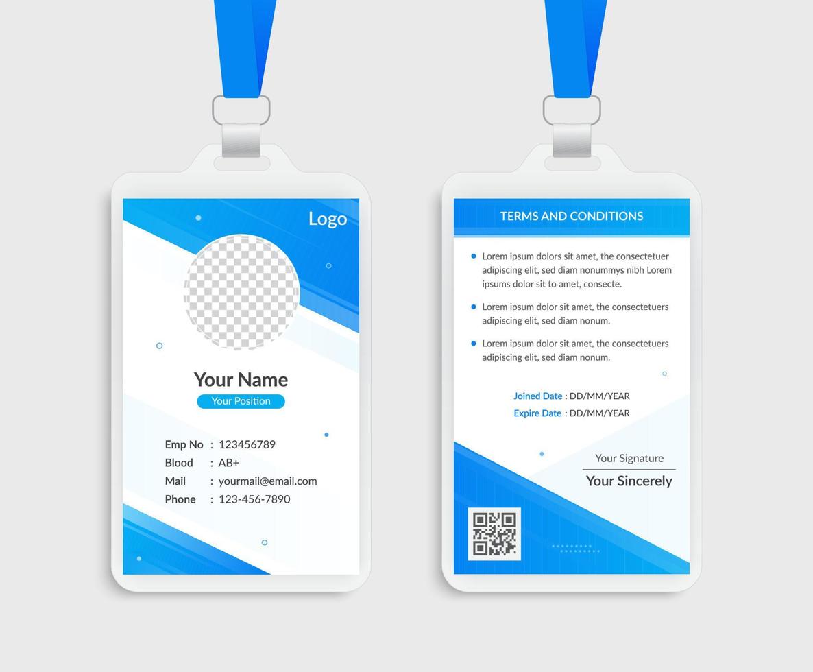 Blue id card template design vector