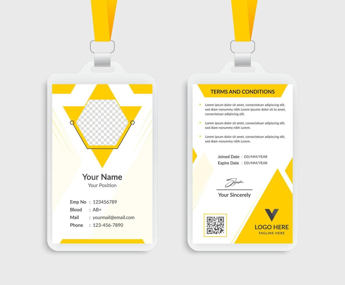 Yellow id card template design vector