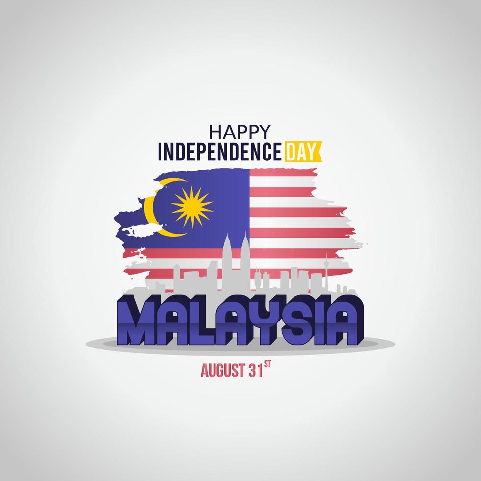 feliz día de la independencia de malasia ilustración vectorial. adecuado para carteles y pancartas de tarjetas de felicitación. vector