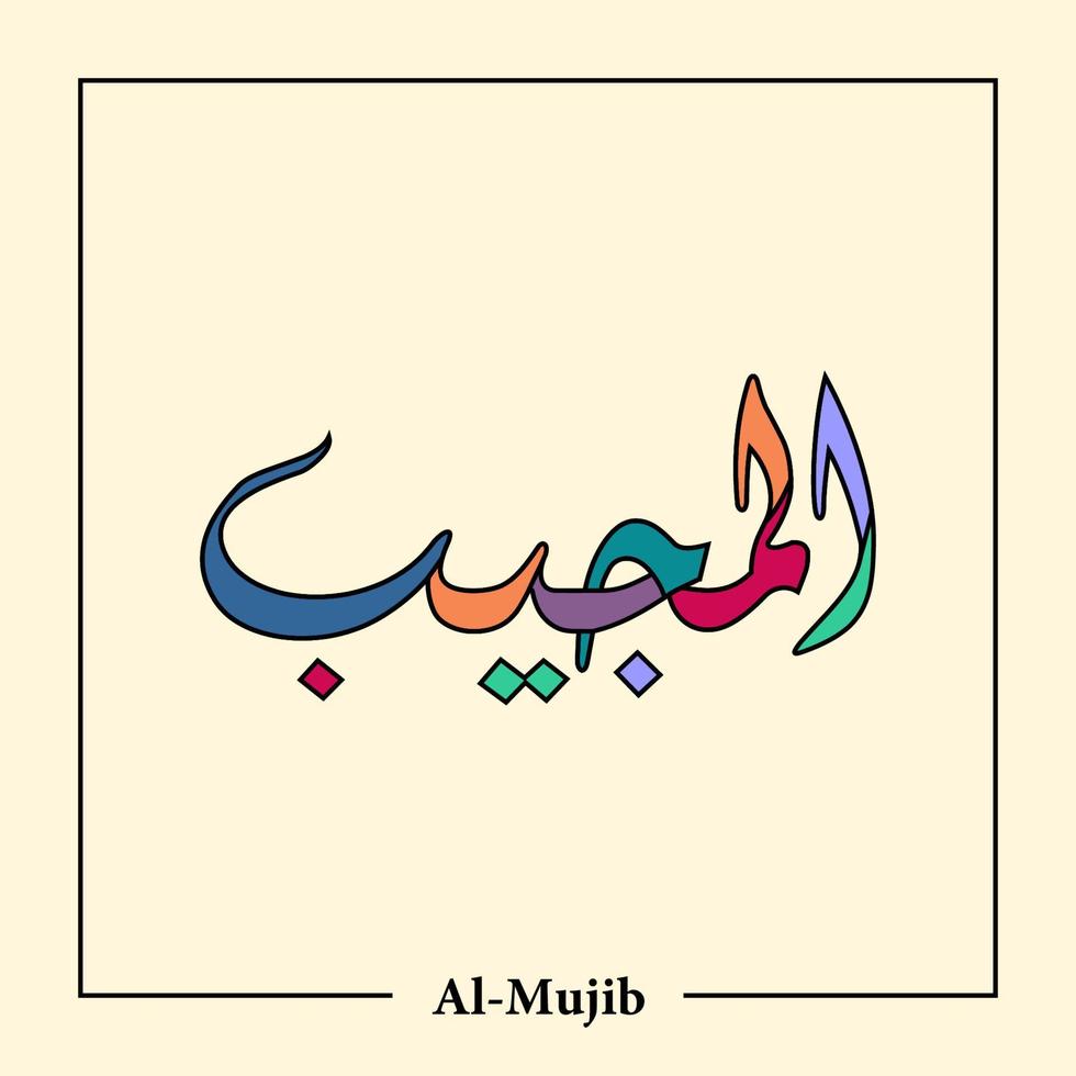Asmaul Husna Arabic calligraphy vector design translation is 99 name of allah