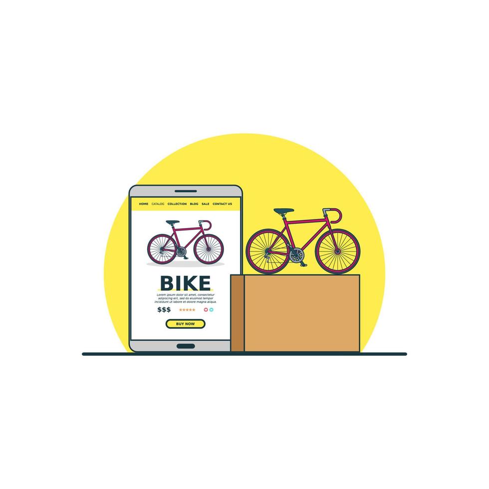 Bicycle online buying concept vector illustration. Digital technology for shoping