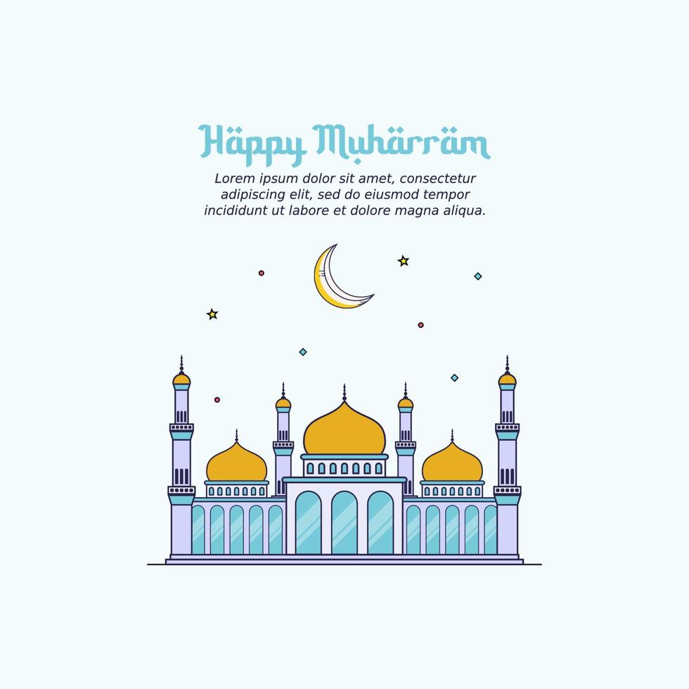 ilustración vectorial de feliz nuevo año hijri 1443. feliz año nuevo islámico. diseño gráfico para la decoración de certificados de regalo, pancartas y folletos. vector