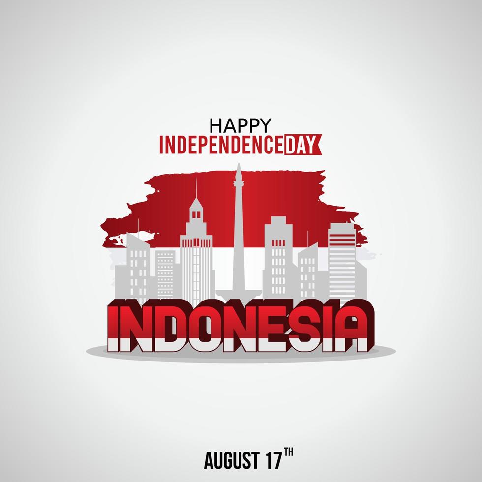 feliz día de la independencia de indonesia ilustración vectorial. adecuado para carteles y pancartas de tarjetas de felicitación. vector