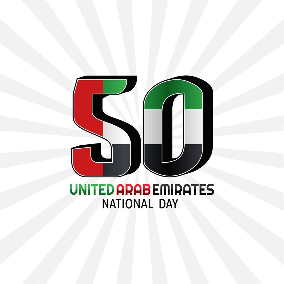 50º día nacional de los emiratos árabes unidos ilustración vectorial. adecuado para carteles y pancartas de tarjetas de felicitación vector