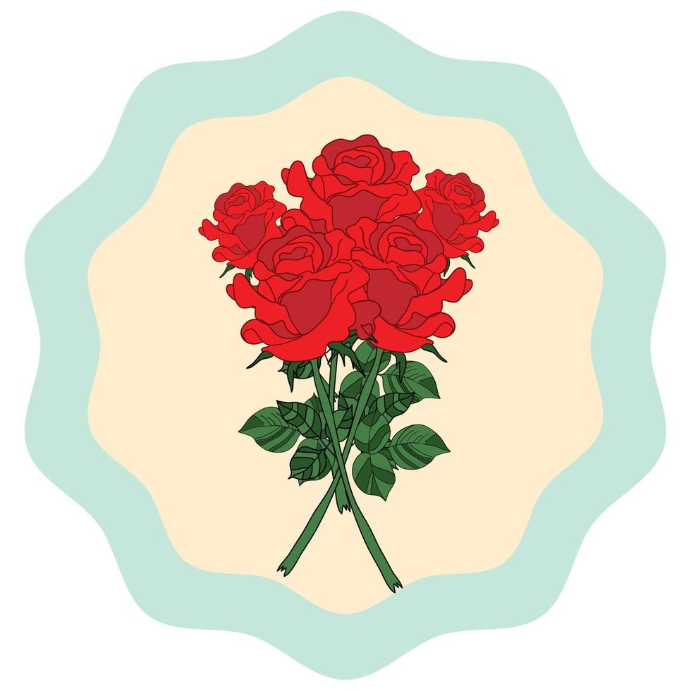 Ramo de rosas. bosquejo de flores - vector