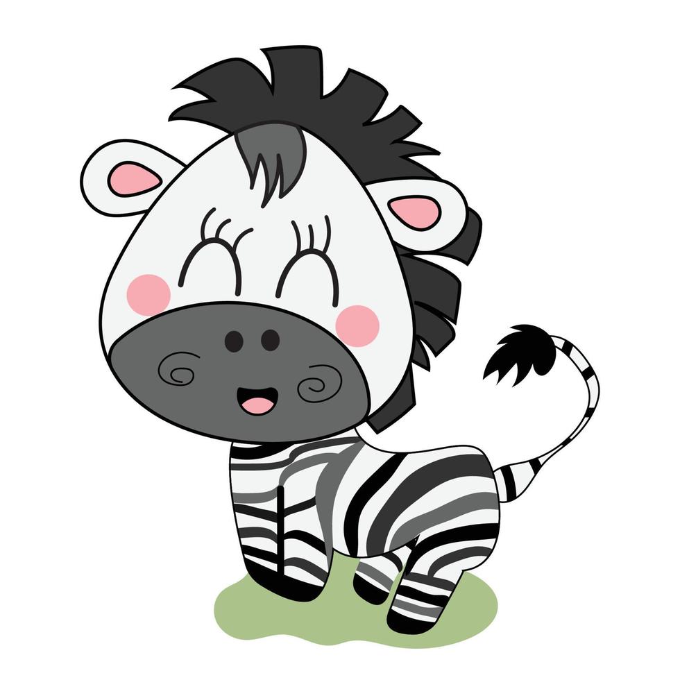 Happy zebra kawaii. Animal Cartoon - Vector illustration