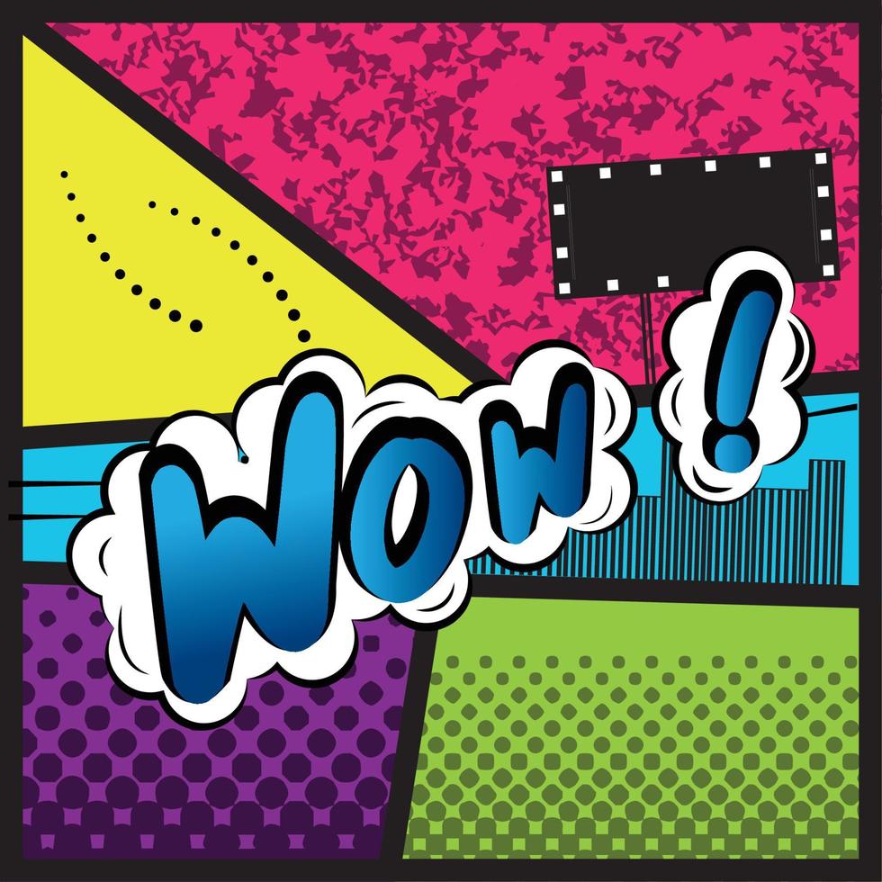 Wow comic expression over a halftone comic background - Vector