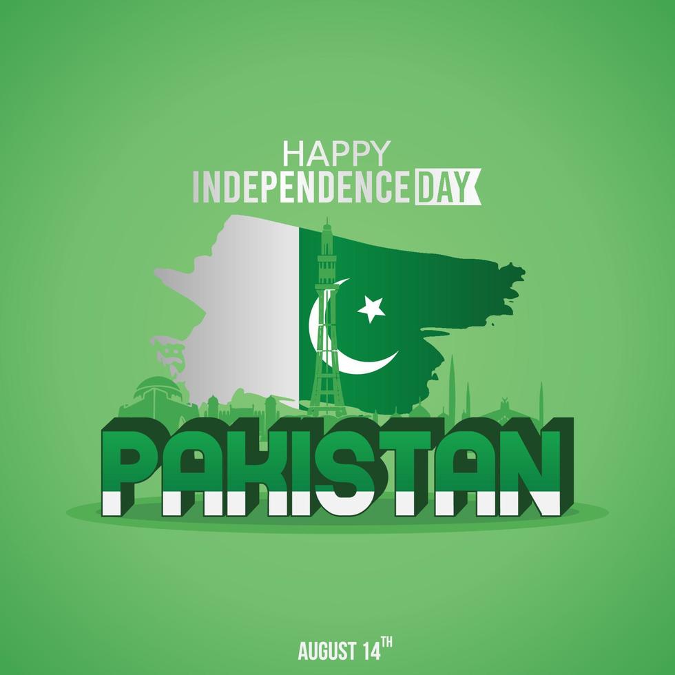 ilustración vectorial del día de la independencia de pakistán. adecuado para tarjetas de felicitación, afiches y pancartas. vector