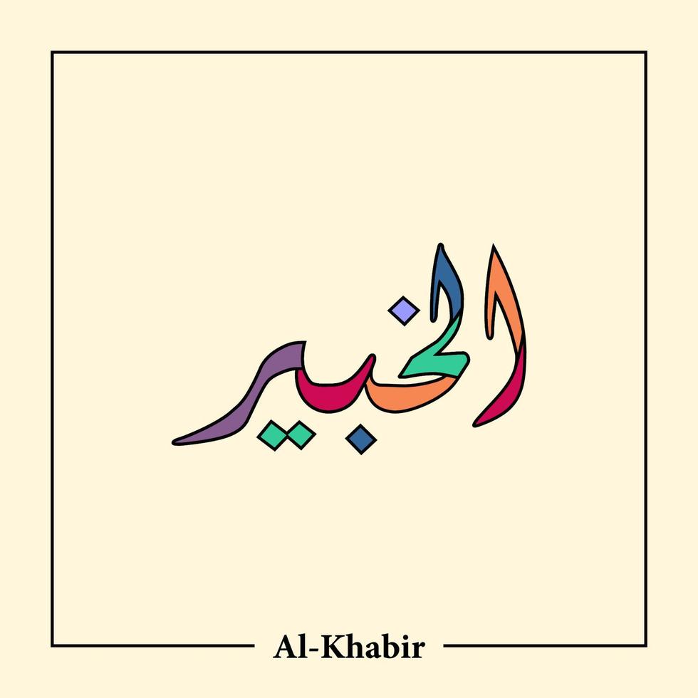 Asmaul Husna Arabic calligraphy vector design translation is 99 name of allah