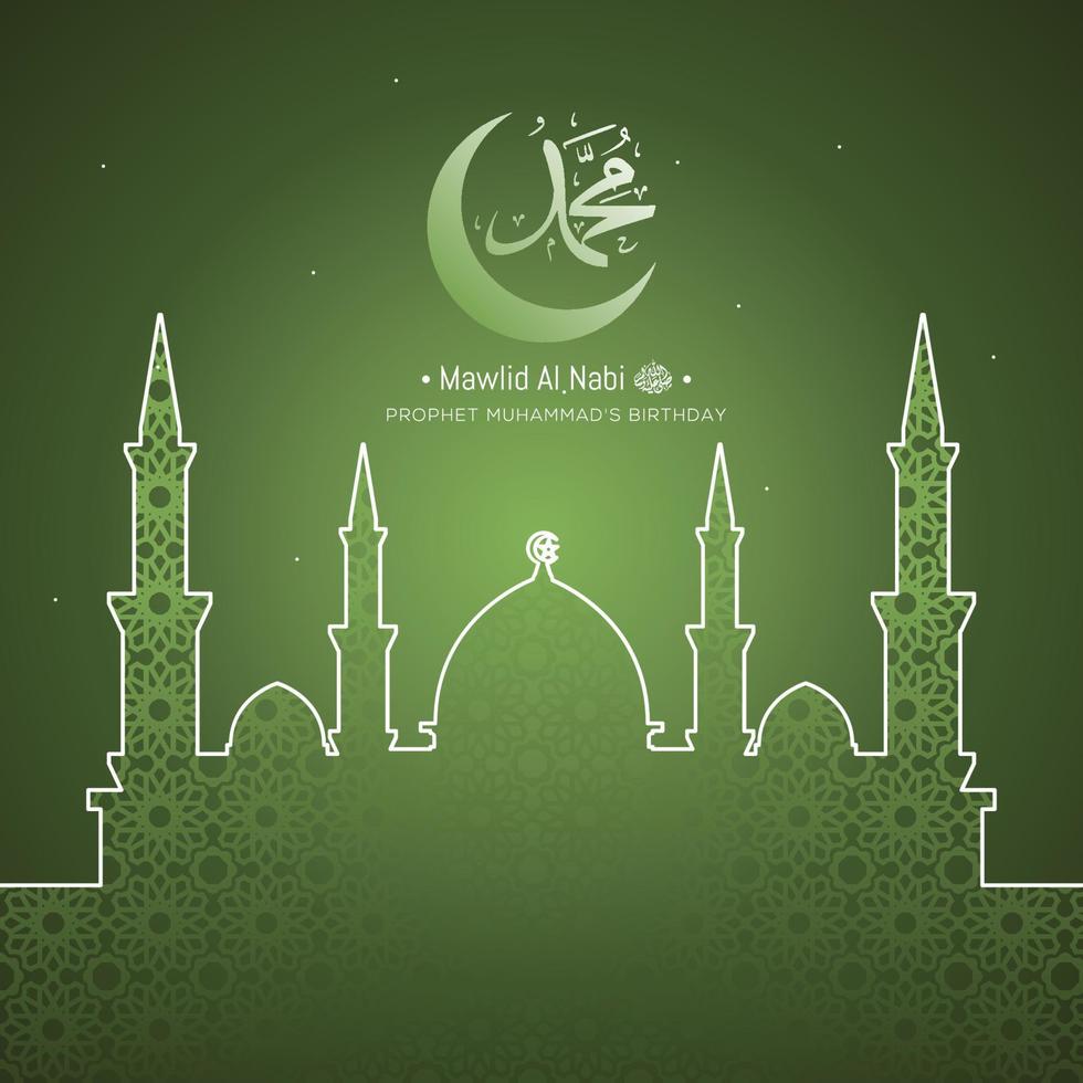Mawlid al nabi islamic greeting card with arabic calligraphy. vector