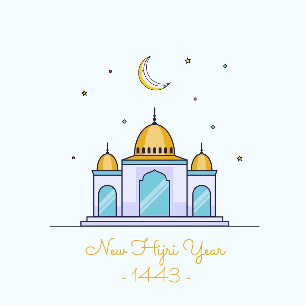 Vector illustration of happy new Hijri year 1443. Happy Islamic New Year. Graphic design for the decoration of gift certificates, banners and flyer.